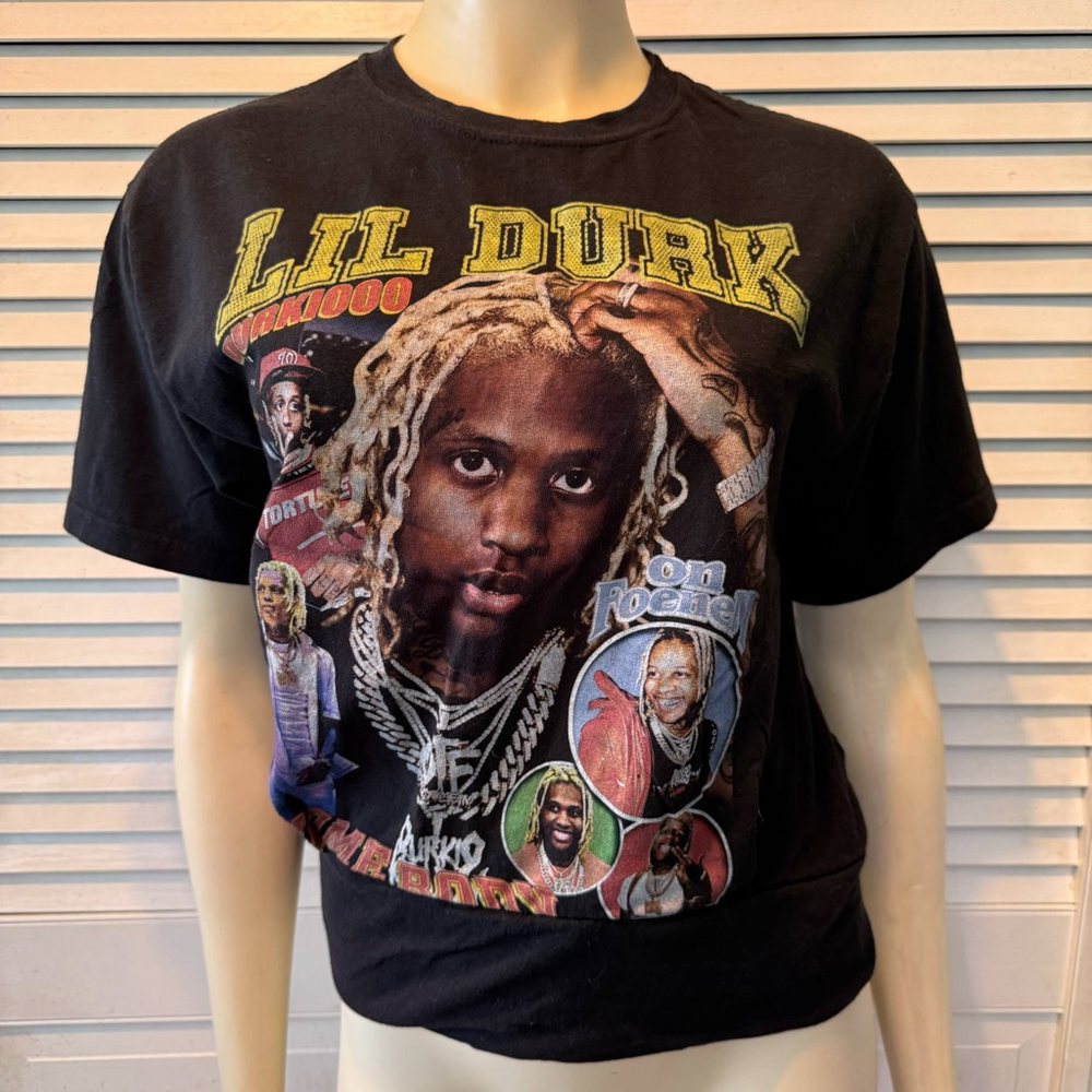 Women's M&O Gold Lil Durk Graphic T-shirt Size M Black